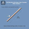 Metallic Long Birthday Candles for Cake with Holders (5 In, 48 Pack)
