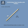 Blue Panda 48 Pack Tall Birthday Cake Candles with Holders - 5 inches