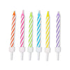 Blue Panda Birthday Cake Candles Set (96 Count) Letter F and Colored Stripes
