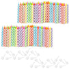 Rainbow Striped 0-9 Number Birthday Cake Candles Set in Holders (154 Pack)