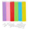 0-9 Large Number Candles & 24 Tall Thin Candles- Neon with Glitter Colors
