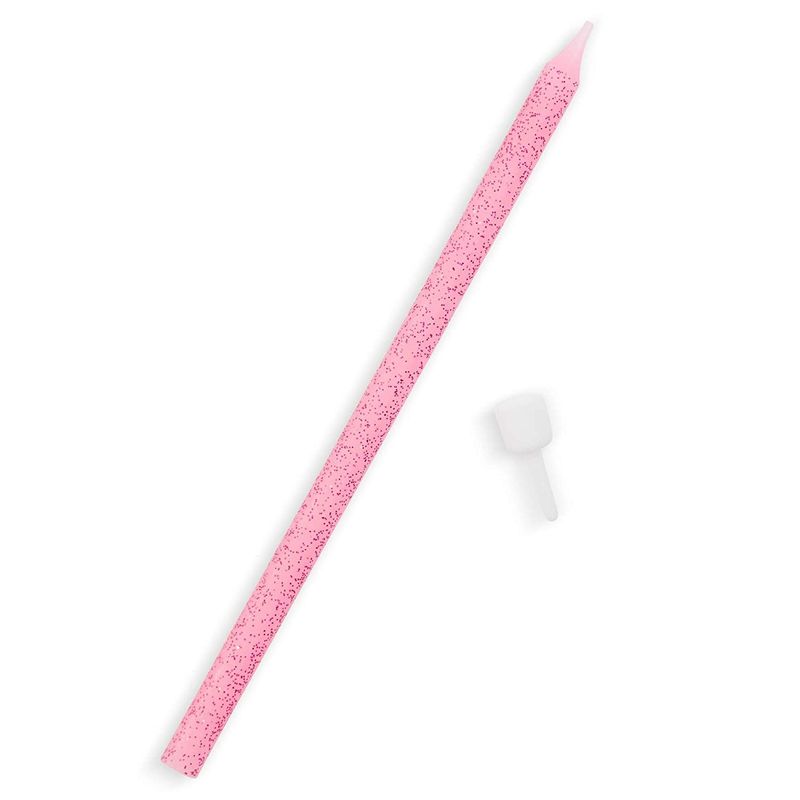 Pink Glitter Long Thin Birthday Cake Candles in Holders (5 In, 48 Pack)