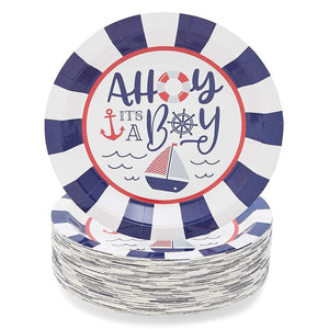 Baby Shower Party Supplies, Ahoy It’s a Boy Paper Plates (9 In, 80-Pack)