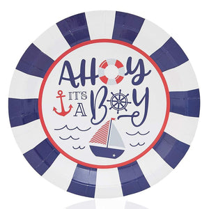 Baby Shower Party Supplies, Ahoy It’s a Boy Paper Plates (9 In, 80-Pack)