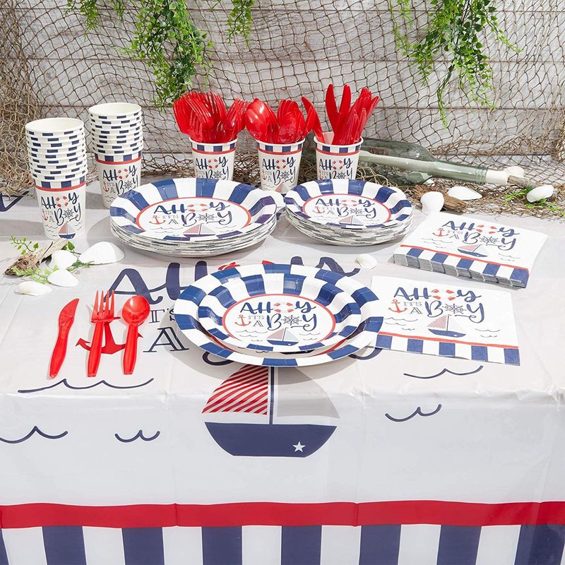 Baby Shower Party Supplies, Ahoy It’s a Boy Paper Plates (7 In, 80-Pack)