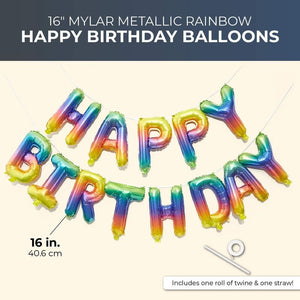 Blue Panda Happy Birthday Balloon - Foil Party Balloons - 16 inches
