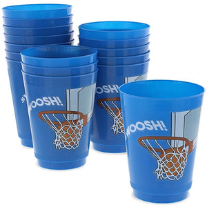 Reusable Blue Tumblers, 16 Oz Plastic Cups for Basketball Party Supplies (16 Pk)