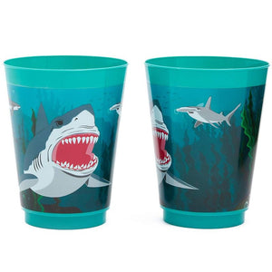 Blue Panda Shark Party Reusable Plastic Cups, 16 Pack