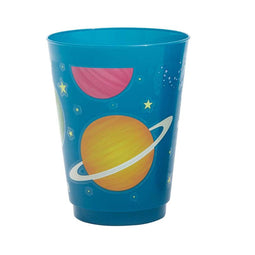 Blue Panda Plastic Party Cups 16 Pack - Outer Space Reusable Tumblers - 16 oz