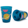 Blue Panda Plastic Party Cups 16 Pack - Outer Space Reusable Tumblers - 16 oz
