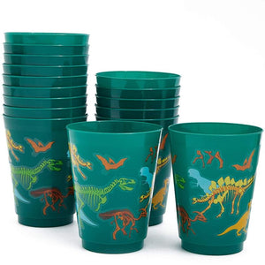 Plastic Tumbler Cups for Dinosaur Birthday Party (16 Ounces, 16 Pack)