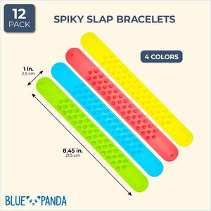 Blue Panda Spiky Slap Bracelets Kids Party Favors (4 Colors, 12 Pack)