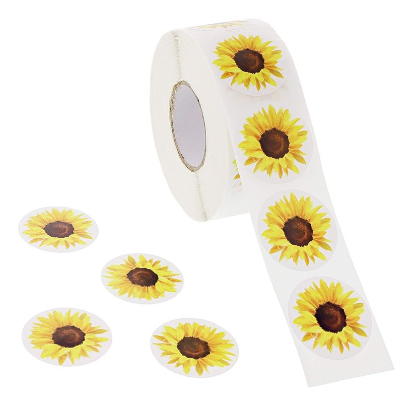 Sunflower Stickers, Sticker Roll (1.5 in, 1000 Pieces)