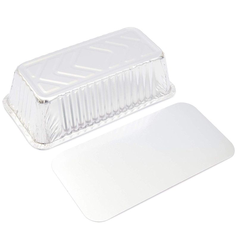 Holiday Loaf Pans with Lids, Aluminum Foil Baking Tins (8.5 x 2.5 x 4.5 In, 50 Pack)