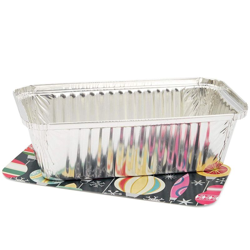 Holiday Loaf Pans with Lids, Aluminum Foil Baking Tins (8.5 x 2.5 x 4.5 In, 50 Pack)