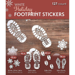 Christmas Window Decals, Footprints and Snowflakes (127 Pieces)