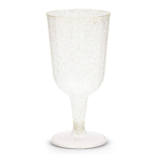 Gold Glitter Plastic Wine Glasses (7 oz, 50 Pack)