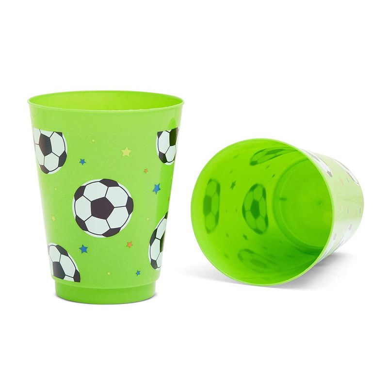 Blue Panda Soccer Reusable Plastic Party Cups – Pack of 16 – Green