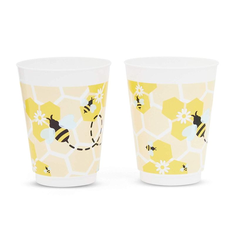 Reusable Plastic Bumble Bee Baby Shower Party Supplies Cups (16 Pack)