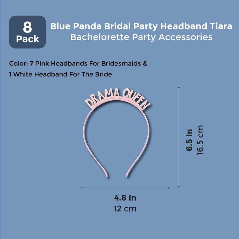 Blue Panda Bridal Party Headband Tiara 8 Pack - Bachelorette Party Accessories