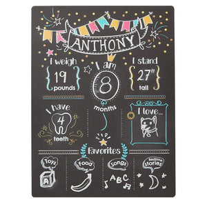 Milestones of Baby's First Year Chalkboard for Photography Prop (11.6 x 15.6 In)