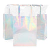 Blue Panda Holographic Foil Paper Gift Bags with Handles - 7 x 9 x 3 Inches, 20 Pack