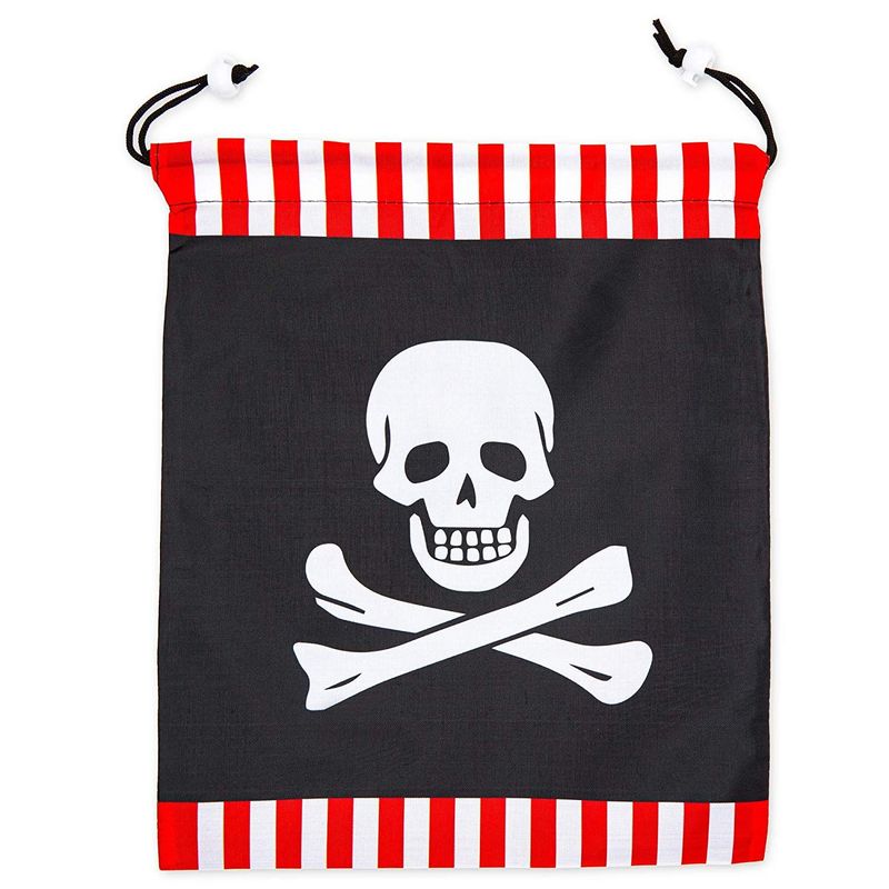 Pirate Skull Drawstring Party Favor Bags for Kids (10 x 12 in, 12 Pack)