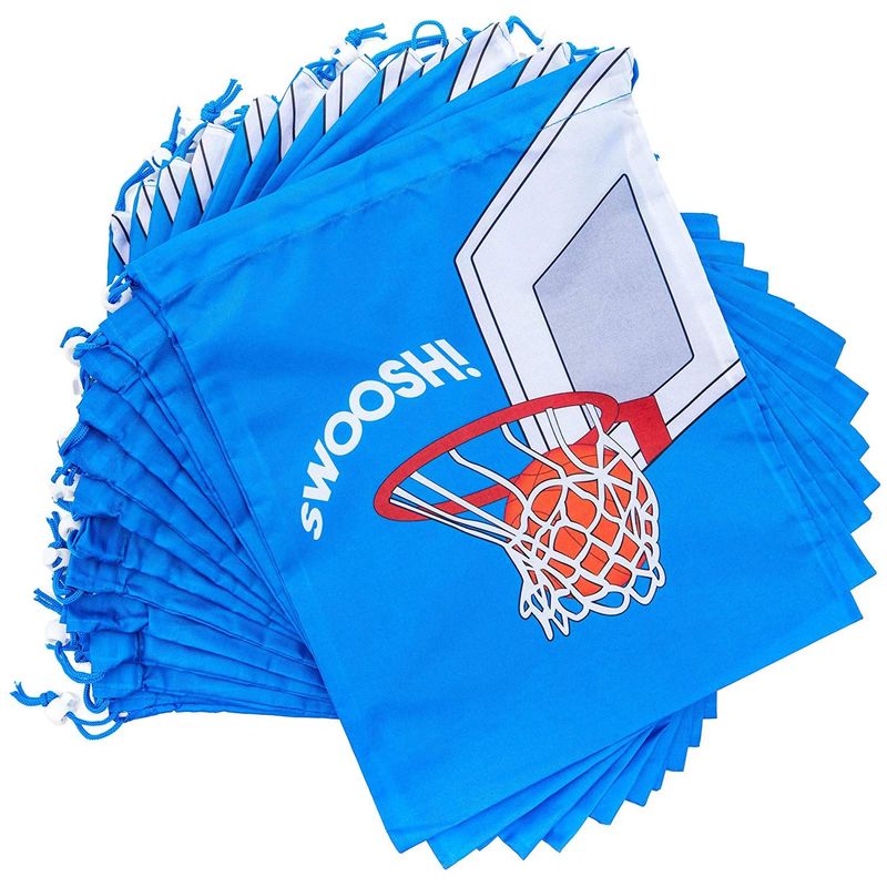 Basketball Party Favor Drawstring Gift Bags (12 x 10 in, 12 Pack)