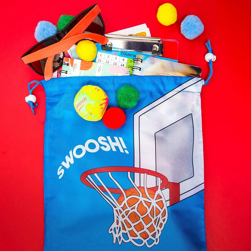 Basketball Party Favor Drawstring Gift Bags (12 x 10 in, 12 Pack)