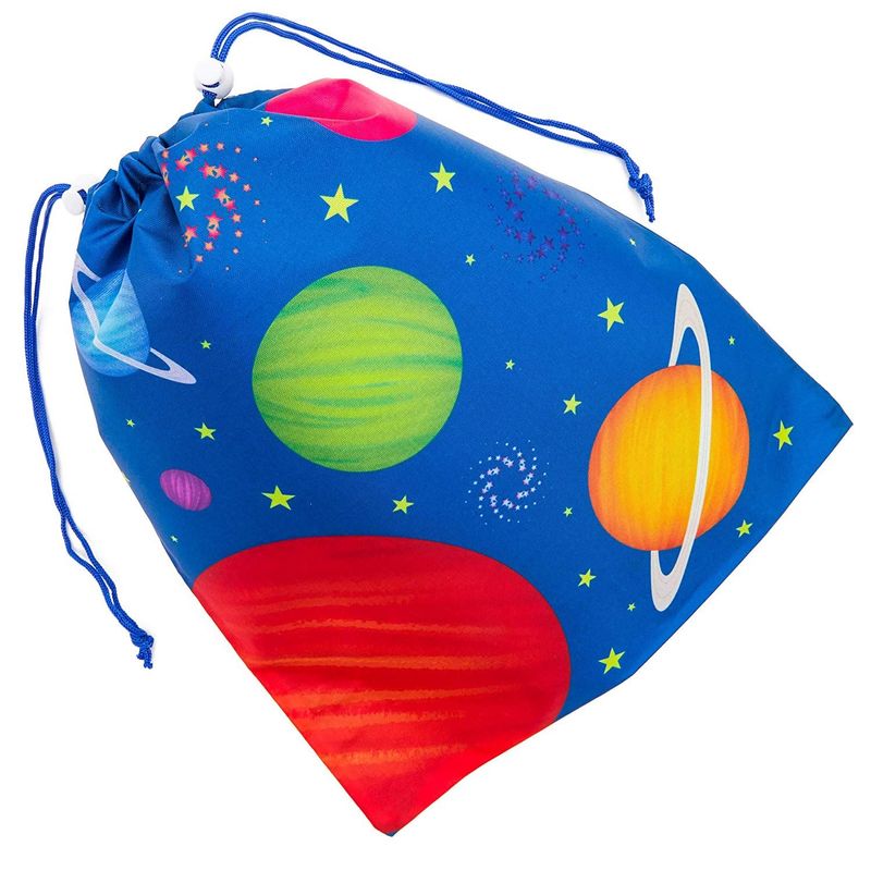 Outer Space Drawstring Party Favor Bags for Kids (12 x 10 In, 12 Pack)
