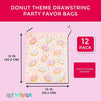 Donut Drawstring Party Favor Bags (12 x 10 in, Pink, 12 Pack)