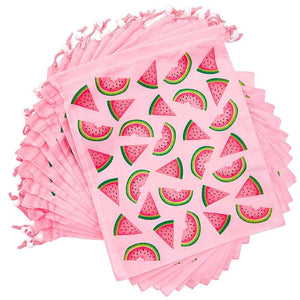 Watermelon Drawstring Party Favor Gift Bags (12 x 10 in, 12 Pack)