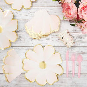 Flower Petal Party Napkins (Pink & Gold Foil, 50 Pack)