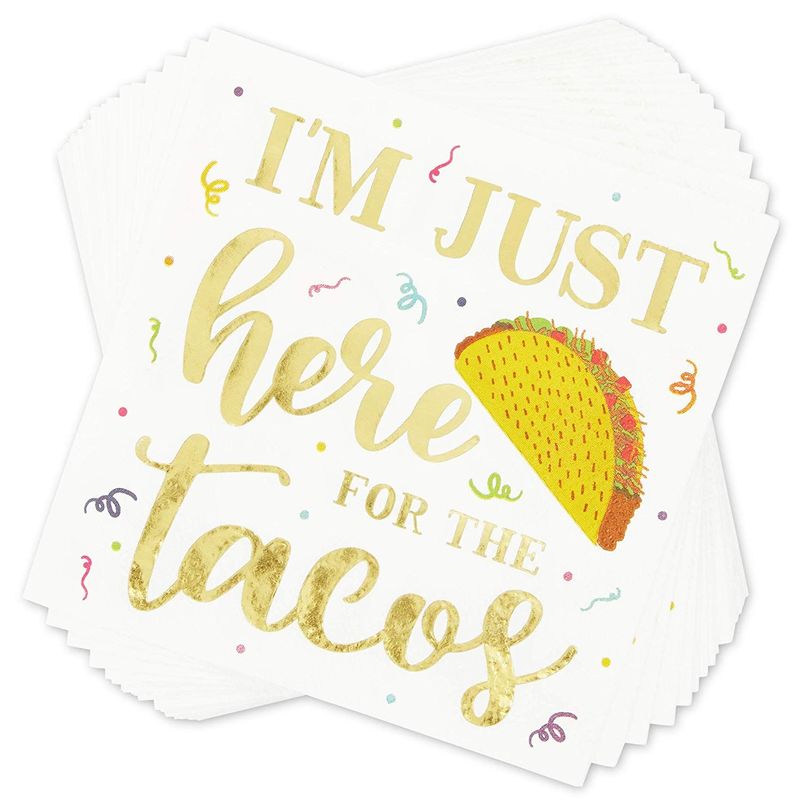 Cinco De Mayo Napkins with Gold Foil for Fiestas (5 x 5 In, 4 Designs, 100 Pack)