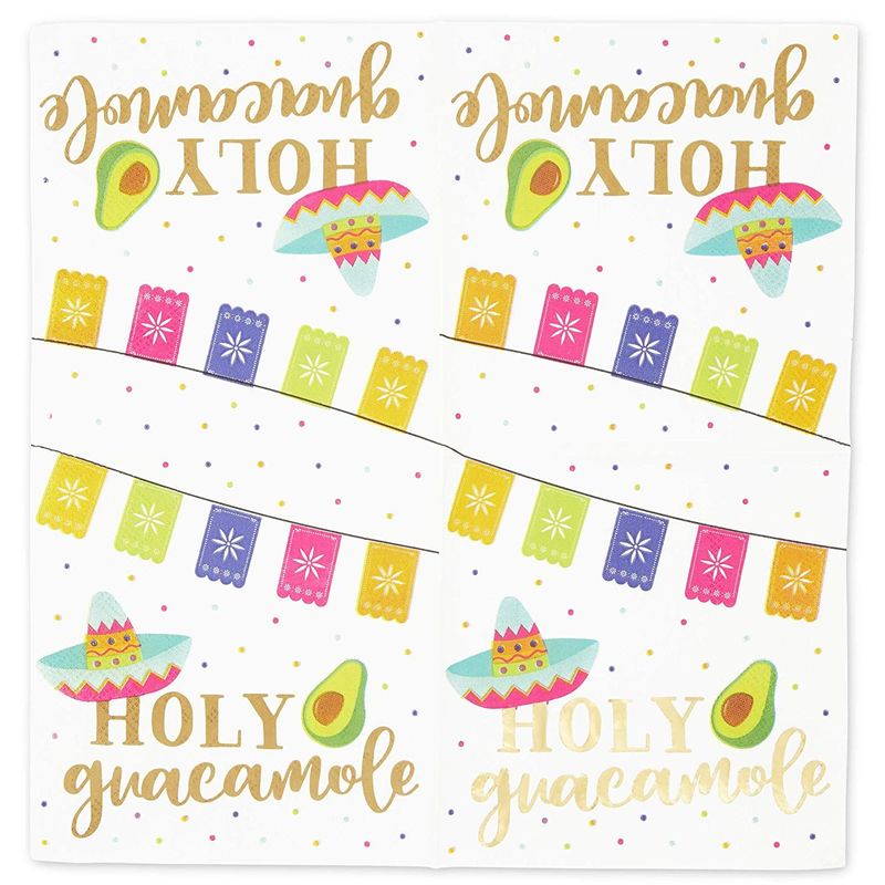 Cinco De Mayo Napkins with Gold Foil for Fiestas (5 x 5 In, 4 Designs, 100 Pack)