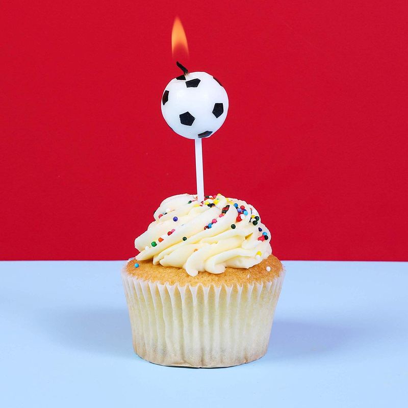 Soccer Ball Cake Topper with Short Candles in Holders (36 Pack)