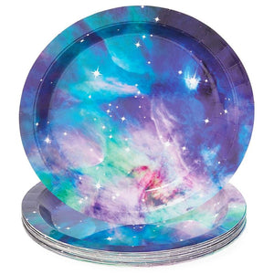 Galaxy Party Pack, Paper Plates, Plastic Cutlery, Cups, and Napkins (Serves 24, 168 Pieces)