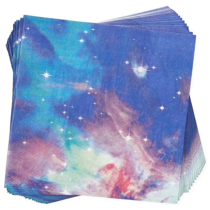 Galaxy Party Pack, Paper Plates, Plastic Cutlery, Cups, and Napkins (Serves 24, 168 Pieces)