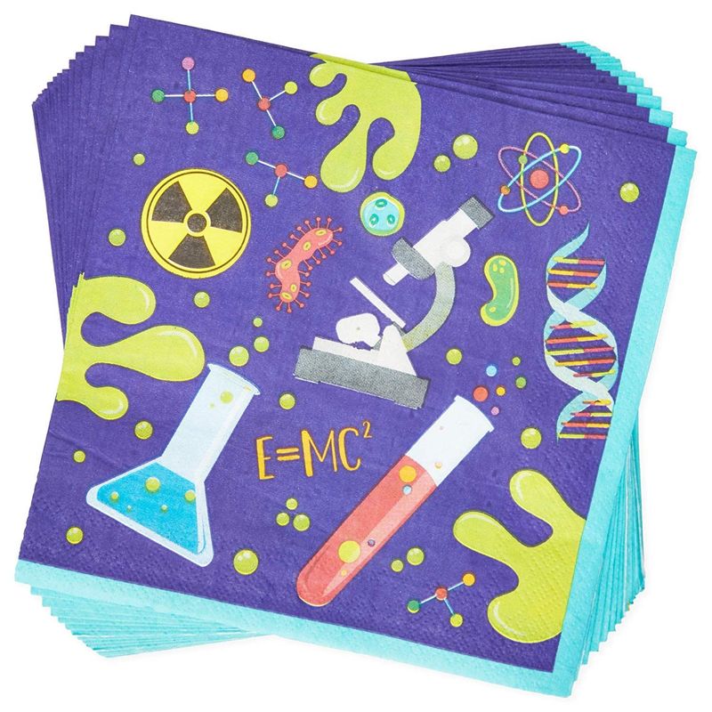 Science Lab Party Pack, Paper Plates, Plastic Cutlery, Cups, and Napkins (Serves 24, 168 Pieces)
