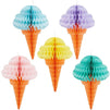 Ice Cream Party Hanging Tissue Paper Birthday Decorations (5 Pack)