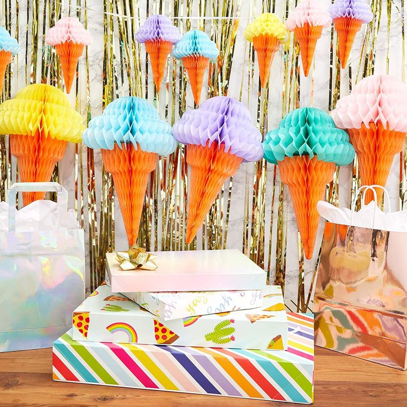 Ice Cream Party Hanging Tissue Paper Birthday Decorations (5 Pack)