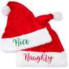 Blue Panda Naughty and Nice Christmas Santa Hats (2 Pack, Red)