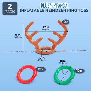 Blue Panda Christmas Inflatable Reindeer Antler Ring Toss Party Game (2 Pack)