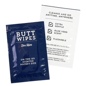 Butt Wipes for Men Individually Wrapped Flushable Wet Wipes, Aloe Vera Scented (100 Pack)