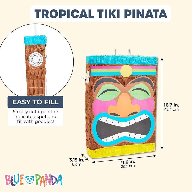 Tropical Tiki Pinata for Luau and Hawaiian Party (16.7 x 11.6 Inches)