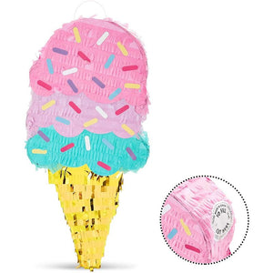 Ice Cream Cone Pinata, Kids Birthday Party Decorations (16 x 7.5 In)
