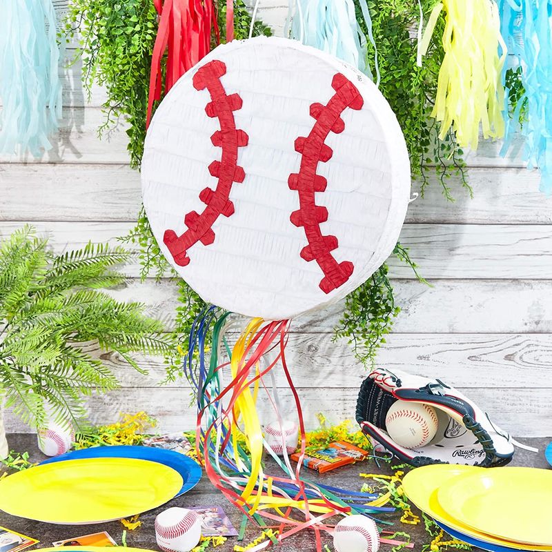 Baseball Pinata for Kids Birthday Theme Party Decorations (12.75 x 3 in)