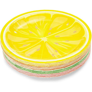 Tutti Fruity, Citrus Fruit Party Plates with Gold Foil Details for Summer Celebrations (9 In, 48 Pack)