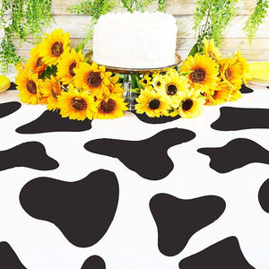 Cow Print Tablecloth for Farm Animal Party (54 x 108 in, 3 Pack)