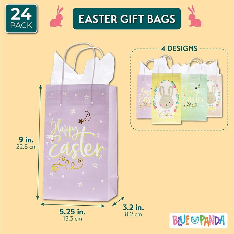 Spring Gift Bags for Easter Party Favors (9 Inches, 24 Pack)